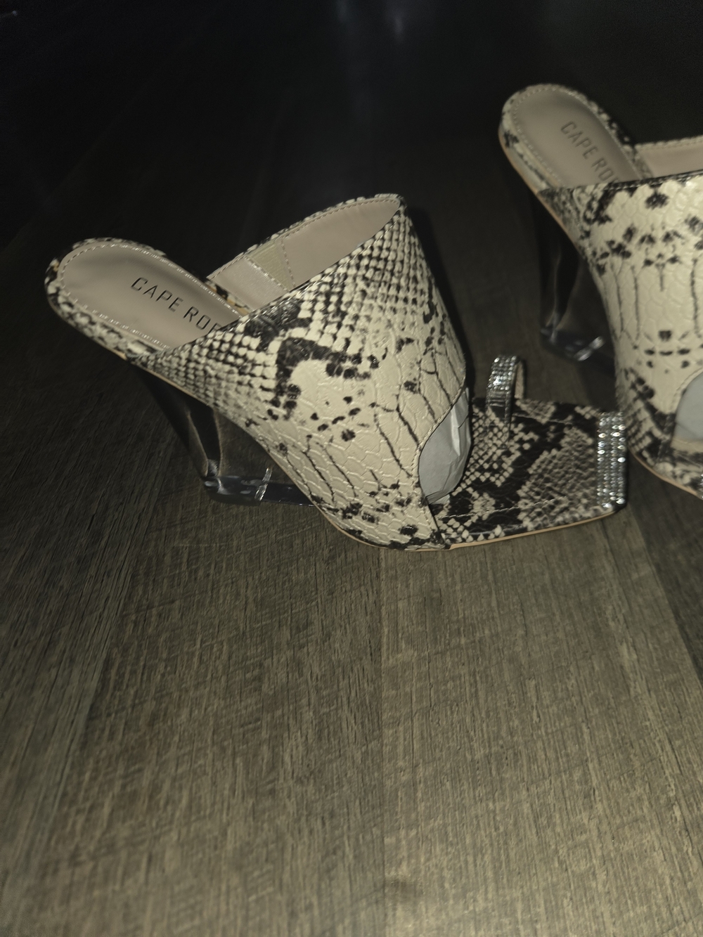 Cape Robbin Snake-Print Rhinestone Square-Toe Mules - Picture 3 of 6